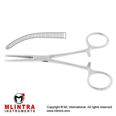 Kocher (Delicate) Haemostatic Forceps Curved - 1 x 2 Teeth Stainless Steel, 14 cm - 5 1/2"